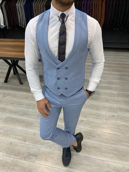 Eros Sky Blue Slim Fit Wool Suit for Every Occasion BOJONI
