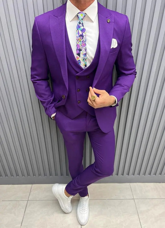 Sorento Purple Slim Fit Peak Lapel Suit - Perfect for Every Occasion brabion