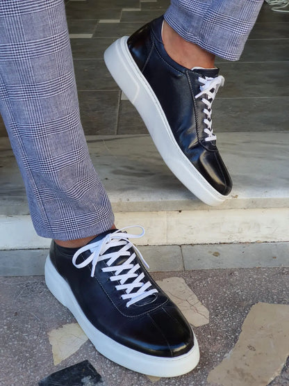 Montreal Navy Blue Mid-Top Sneakers for Men - BRABION