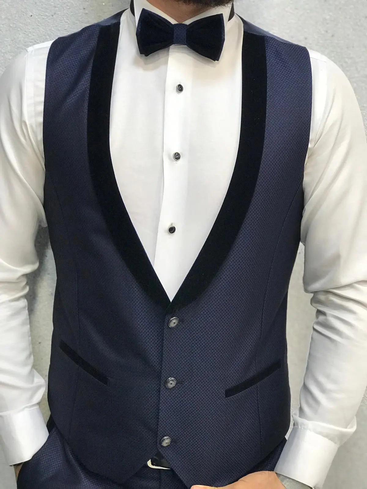 Lazio Navy Blue Slim-Fit Tuxedo - BRABION