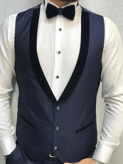 Lazio Navy Blue Slim-Fit Tuxedo - BRABION