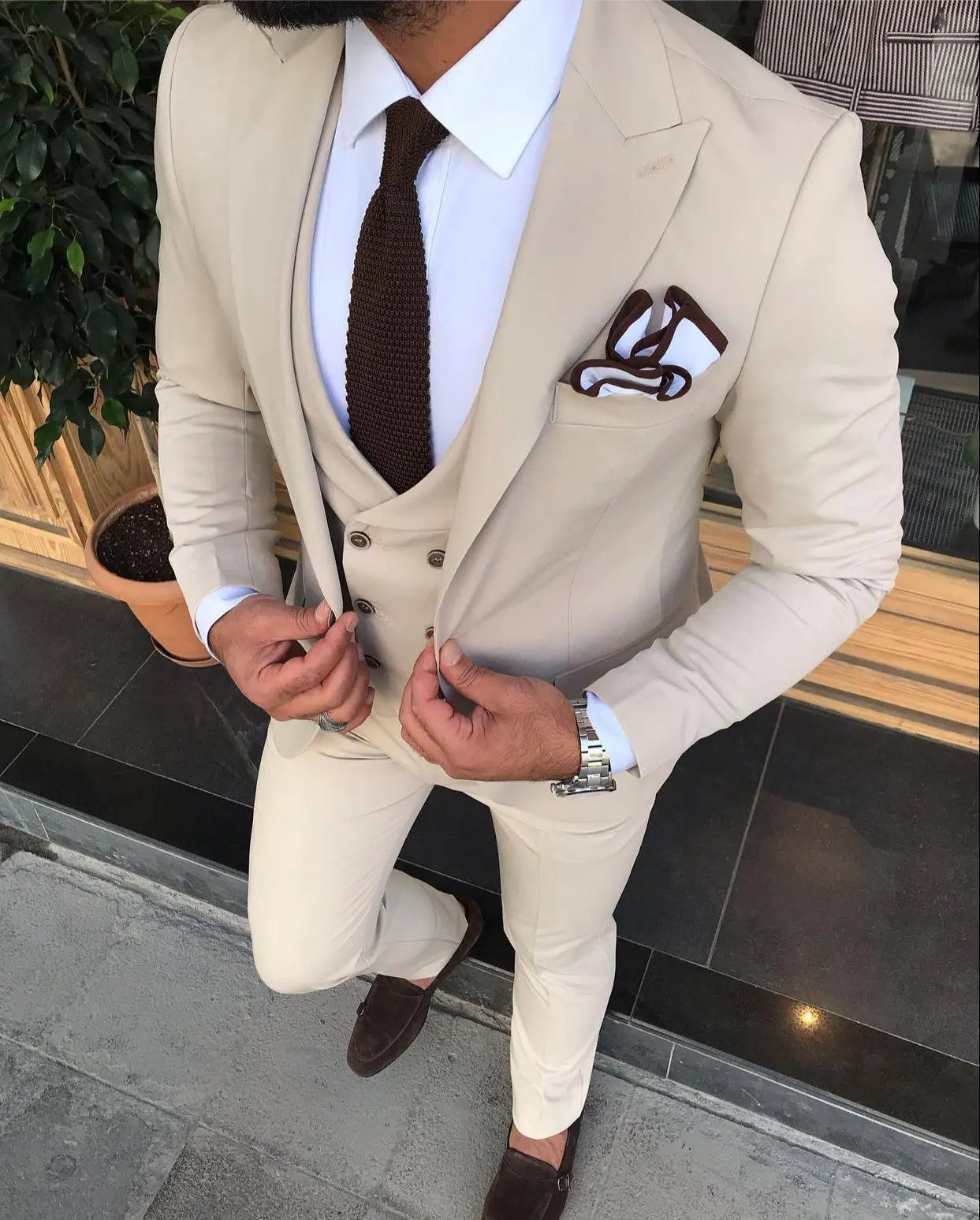 Austin Beige Slim-Fit Suit - Modern Elegance for Every Occasion brabion