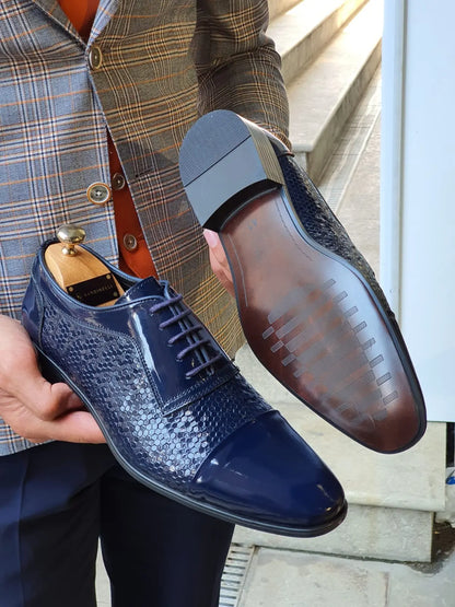 Henderson Navy Blue Wholecut Derbies - BRABION