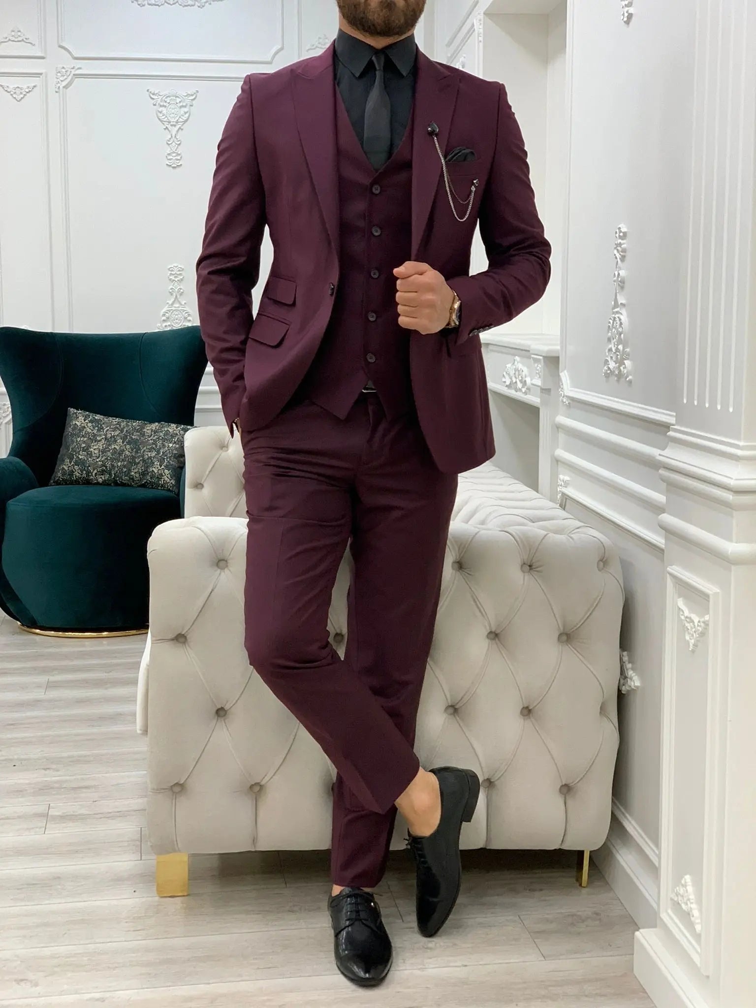 Lance Burgundy Slim Fit Suit BOJONI