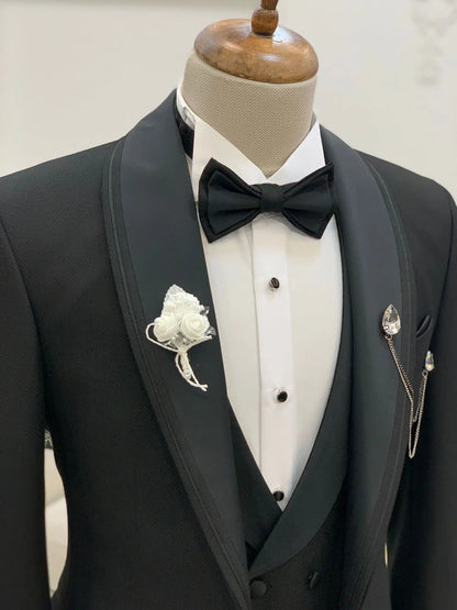 Caesar Black Slim Fit Shawl Lapel Tuxedo for the Modern Gentleman - BRABION