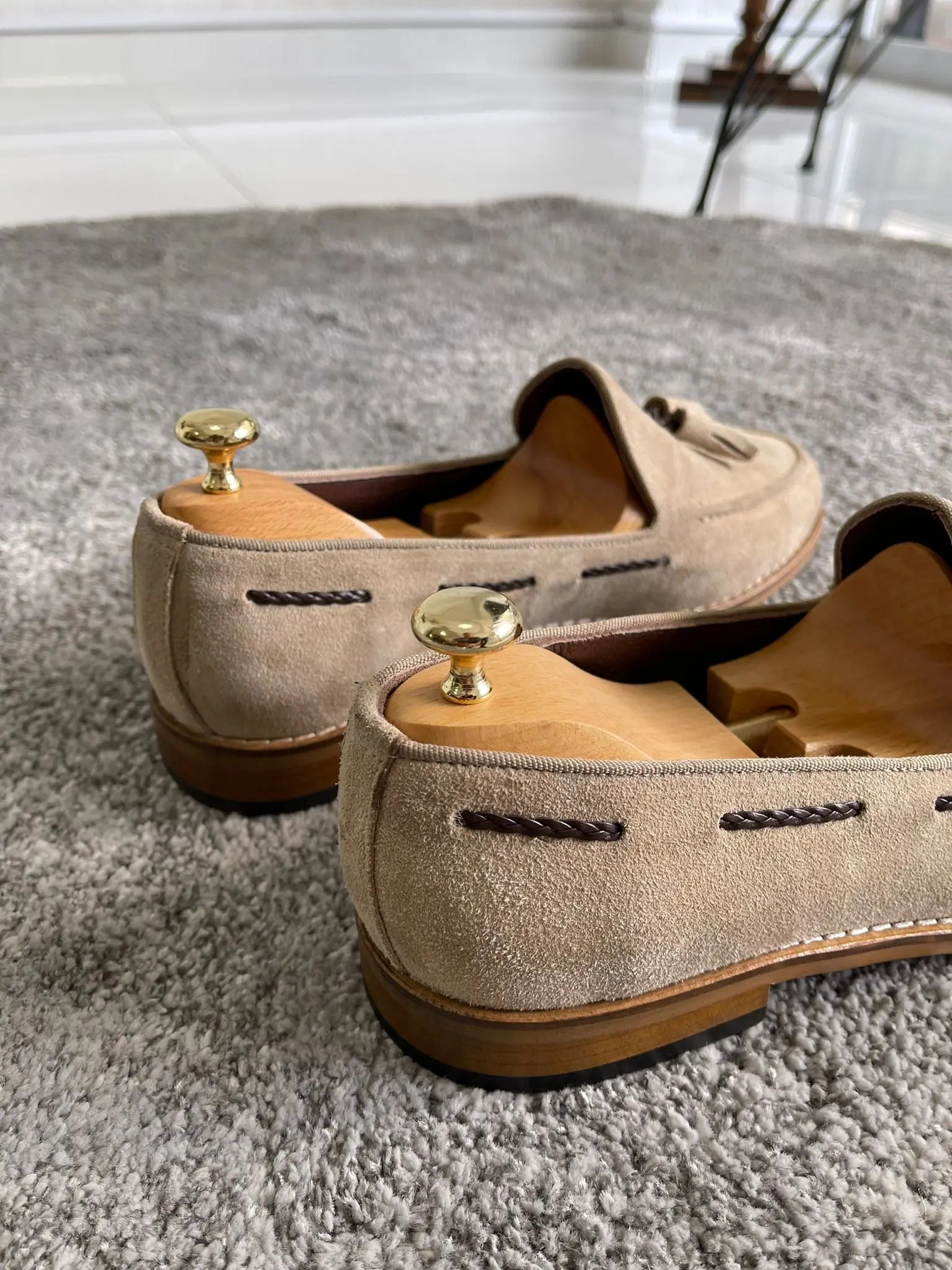 Remy Beige Suede Tassel Loafers - BRABION