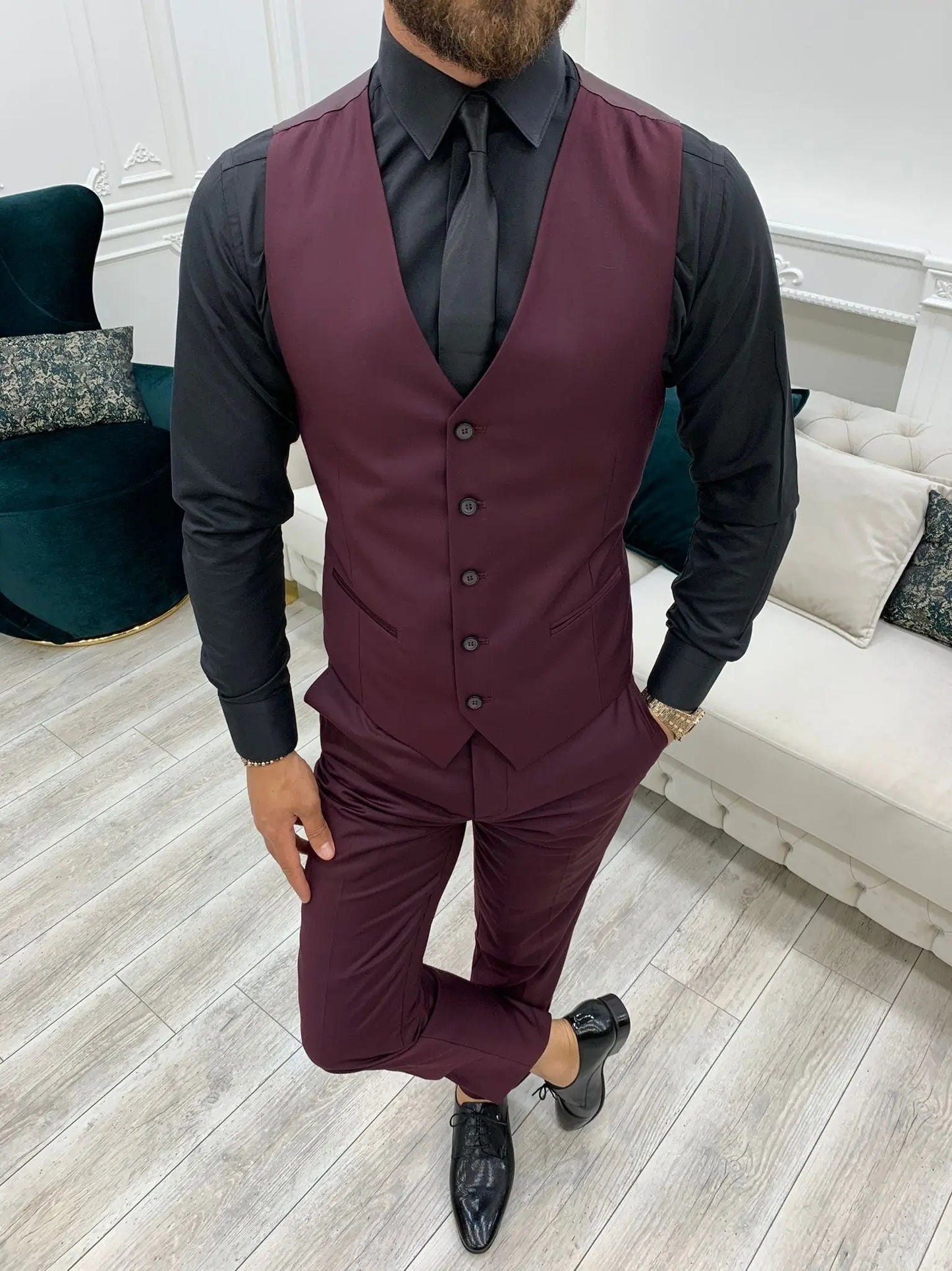 Lance Burgundy Slim Fit Suit BOJONI