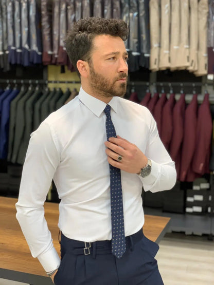 Jake White Slim Fit Shirt - Elevate Your Wardrobe - BRABION