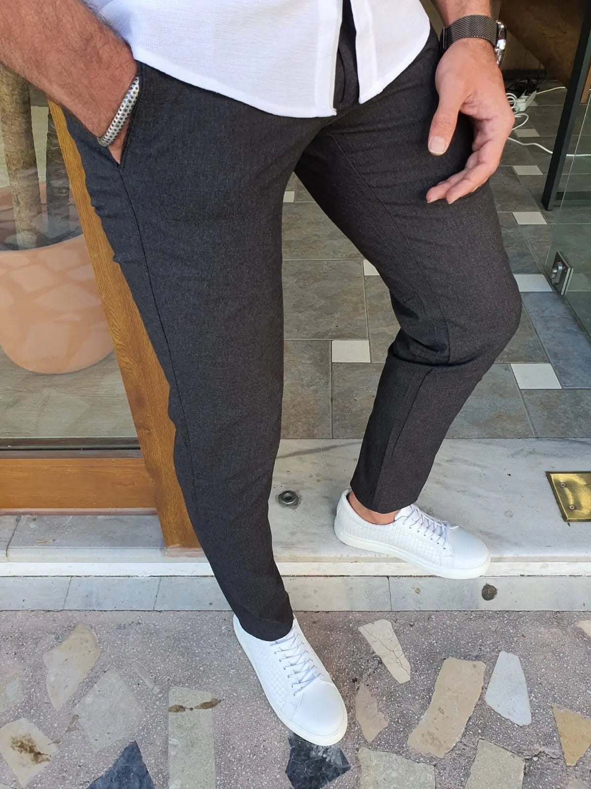 Bristol Black Slim Fit Cotton Pants for Every Occasion - BRABION