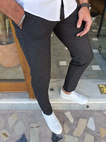 Bristol Black Slim Fit Cotton Pants for Every Occasion - BRABION