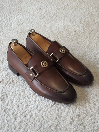 Berton Brown Penny Loafers - Timeless Leather Elegance - BRABION
