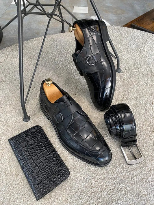 Louise Black Buckle Loafers - Elegant Leather Shoes for Every Occasion - BRABION
