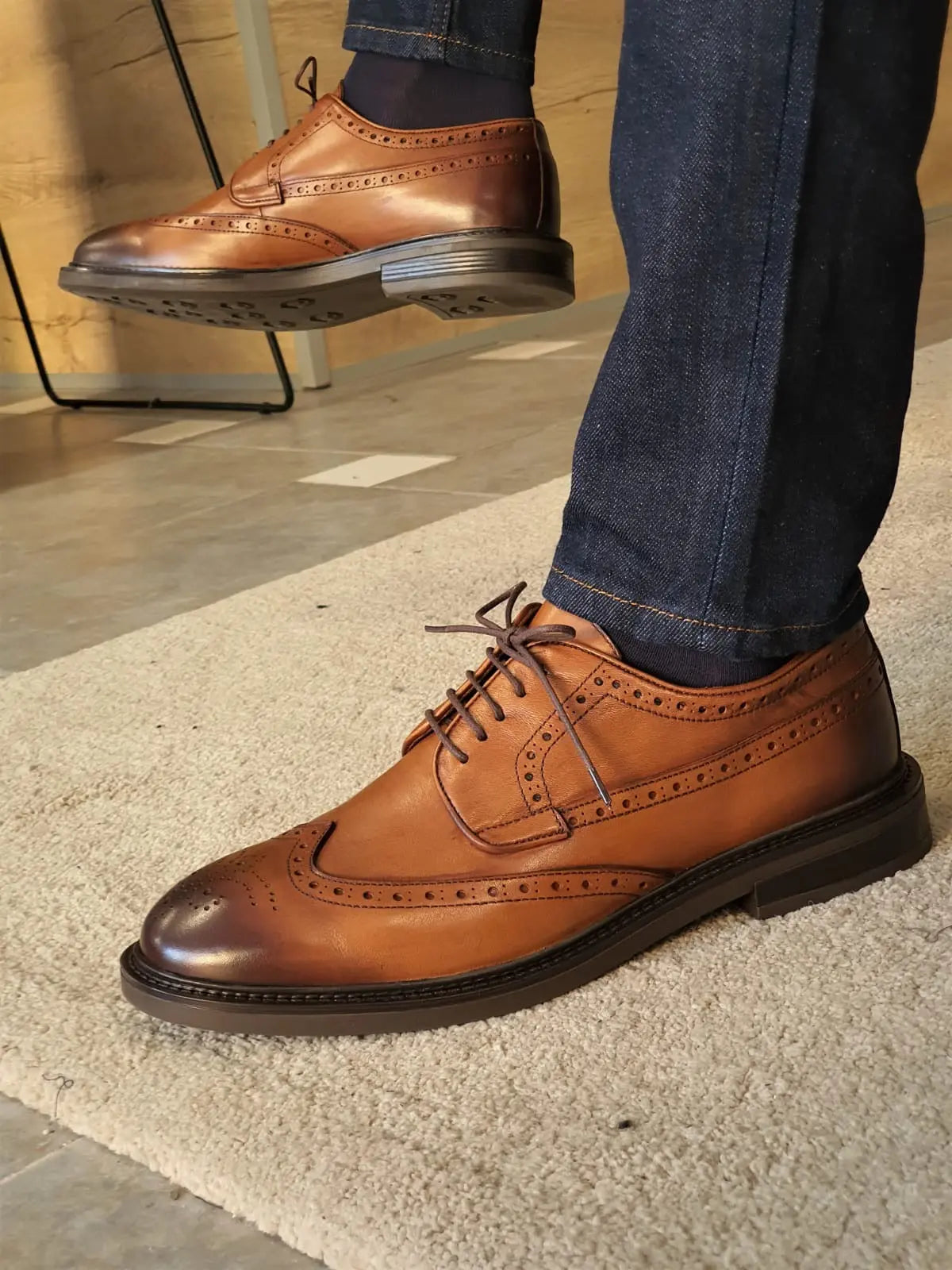 Torino Tan Wingtip Oxfords: Unmatched Elegance for Any Occasion - BRABION