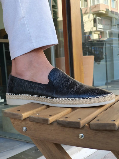 Stefano Black Slip-On Loafers - Elegant Leather Footwear - BRABION