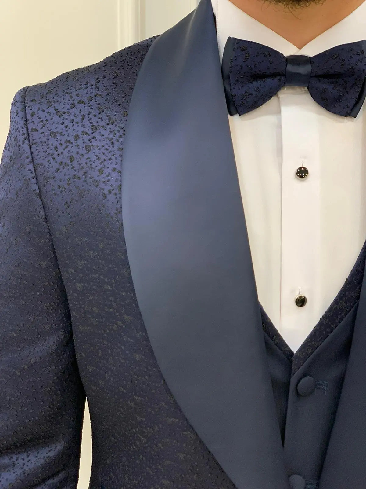Lopez Navy Blue Slim Fit Tuxedo - BRABION