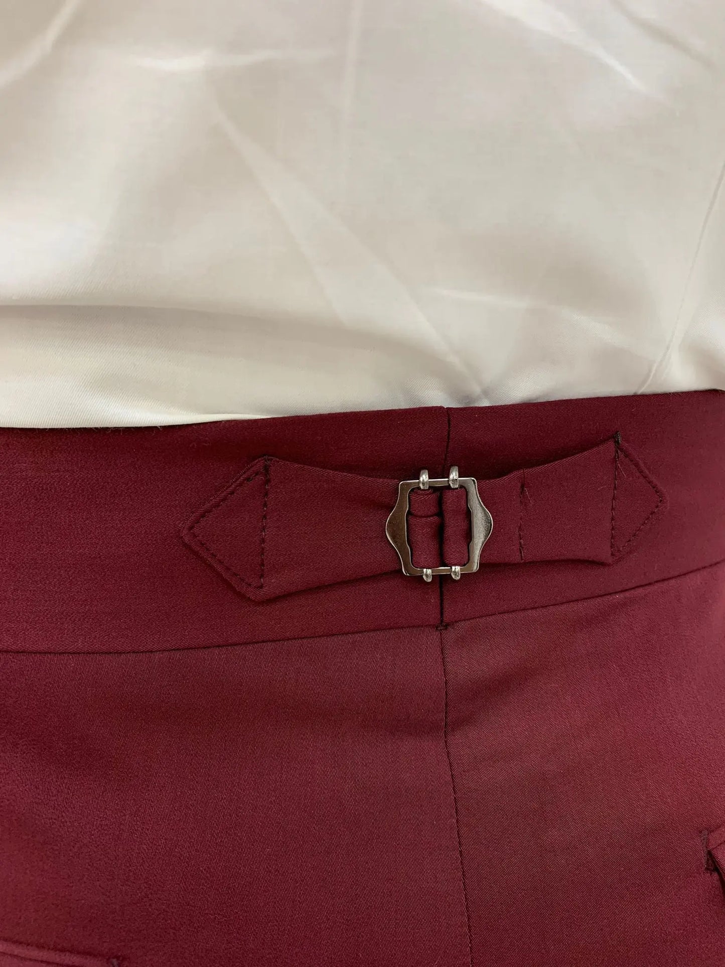 Burgundy Buckled Canvas Trousers for Every Occasion - BRABION