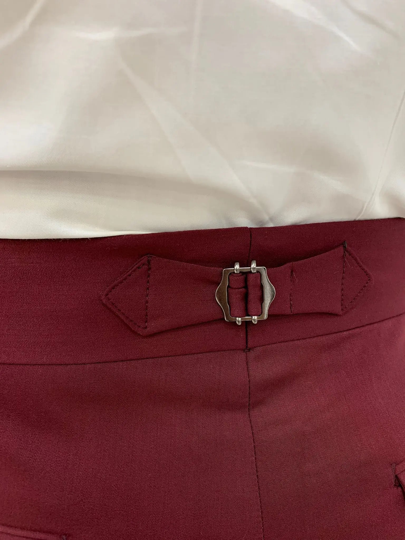 Burgundy Buckled Canvas Trousers for Every Occasion - BRABION