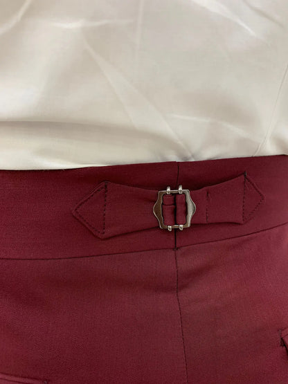 Burgundy Buckled Canvas Trousers for Every Occasion - BRABION