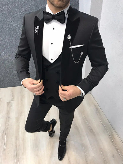 Ventura Black Slim Fit Tuxedo – Timeless Elegance for Formal Occasions - BRABION