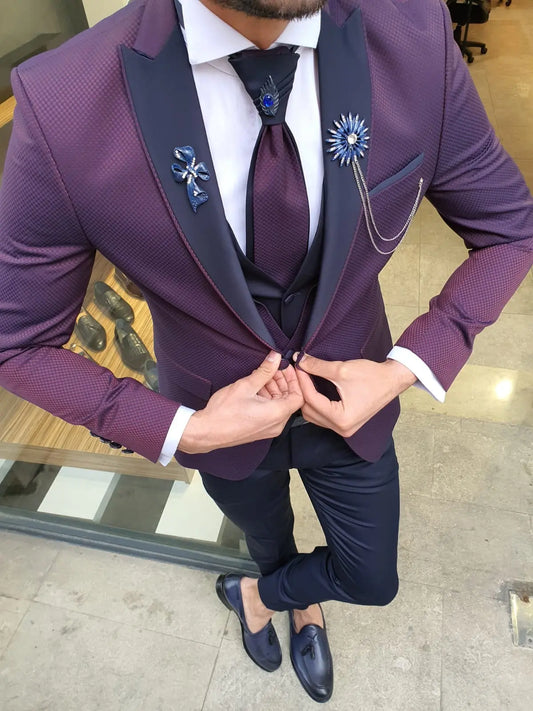 Forenza Damson Peak Lapel Tuxedo - Timeless Elegance for Formal Occasions - BRABION