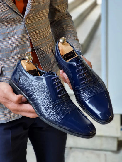 Henderson Navy Blue Wholecut Derbies - BRABION