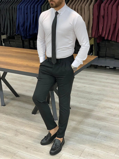 Jake White Slim Fit Shirt - Versatile Elegance for Every Occasion - BRABION