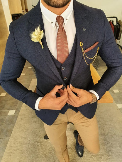 Torino Navy Blue Slim Fit Suit - Elegance Redefined BOJONI