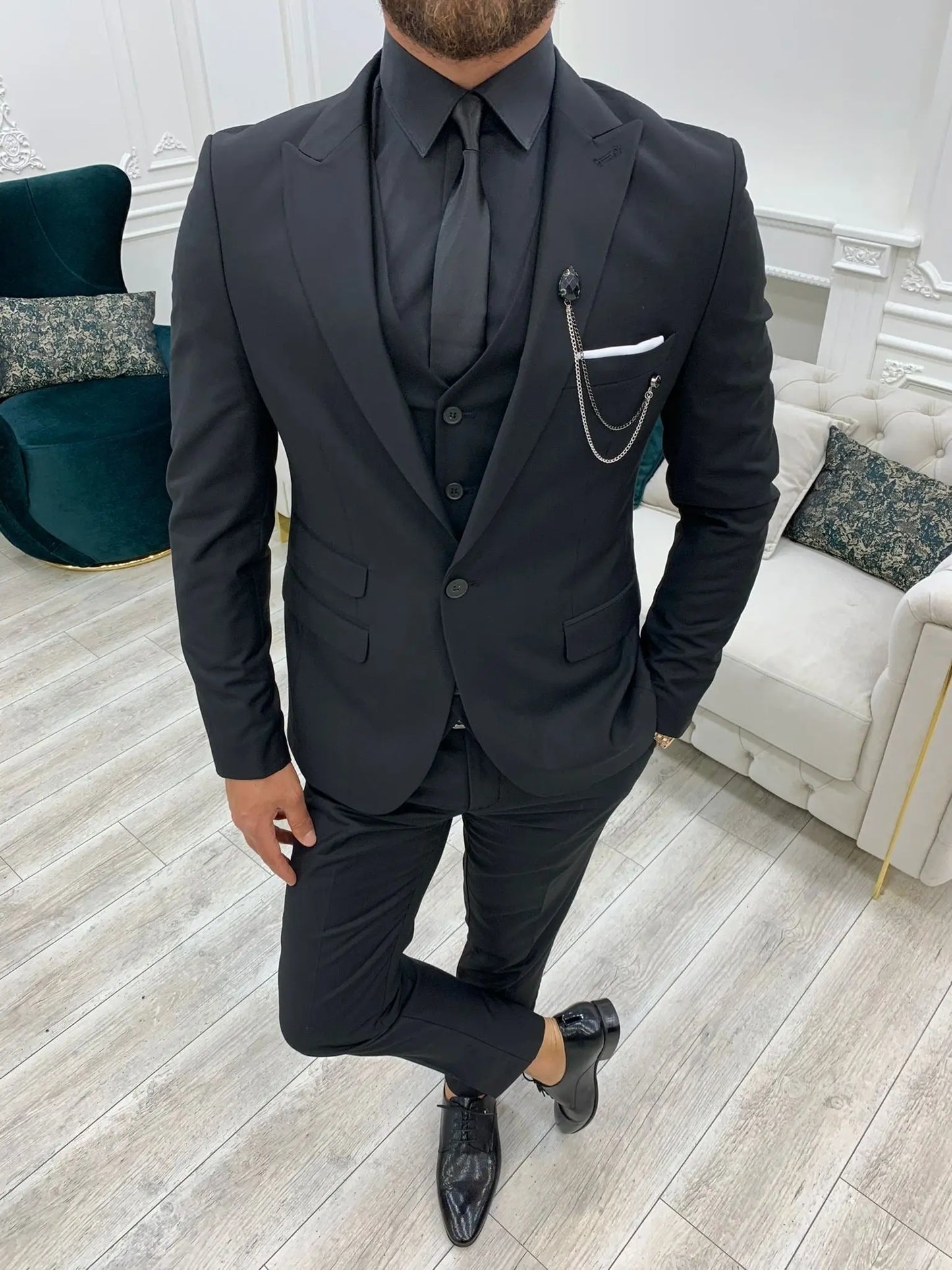 Lance Black Slim Fit Suit - Versatile Three-Piece Ensemble for Any Occasion BOJONI