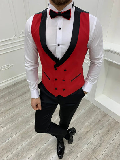 Napoli Red Slim Fit Shawl Lapel Tuxedo - BRABION