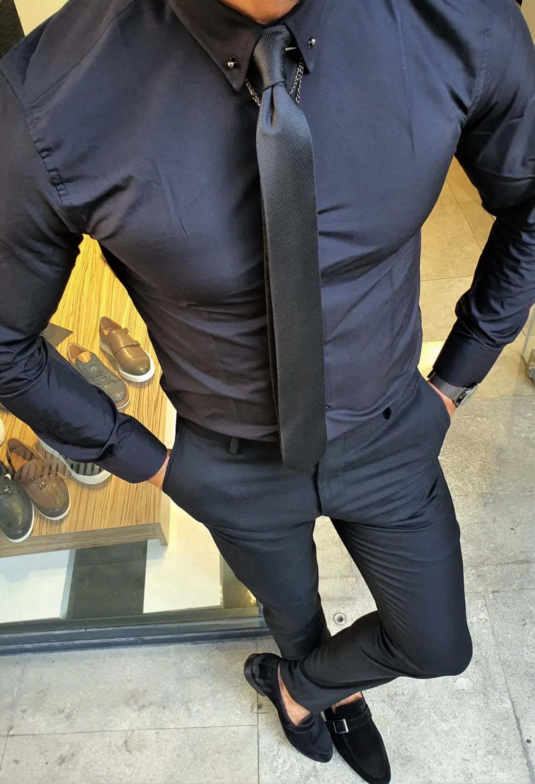 Brabion Stefano Black Slim Fit Shirt: Timeless Elegance for Every Occasion - BRABION