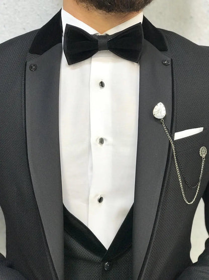 Lazio Black Slim-Fit Tuxedo for Modern Elegance - BRABION