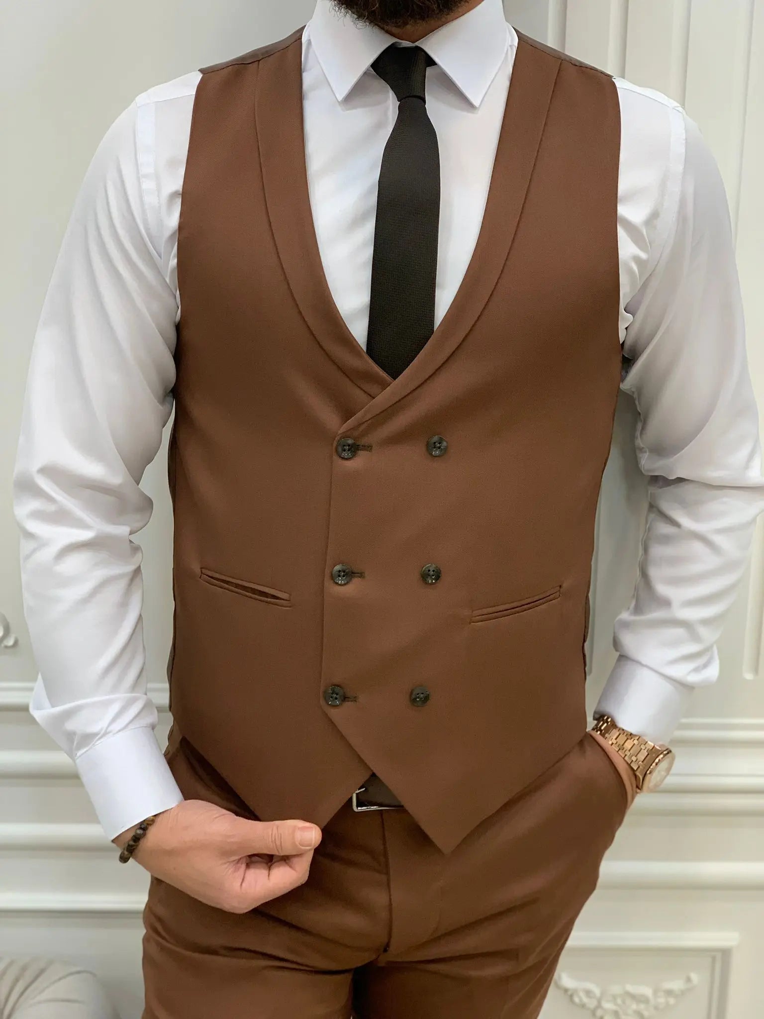 Stefano Tile Slim Fit Suit - Elegant Three-Piece Ensemble brabion