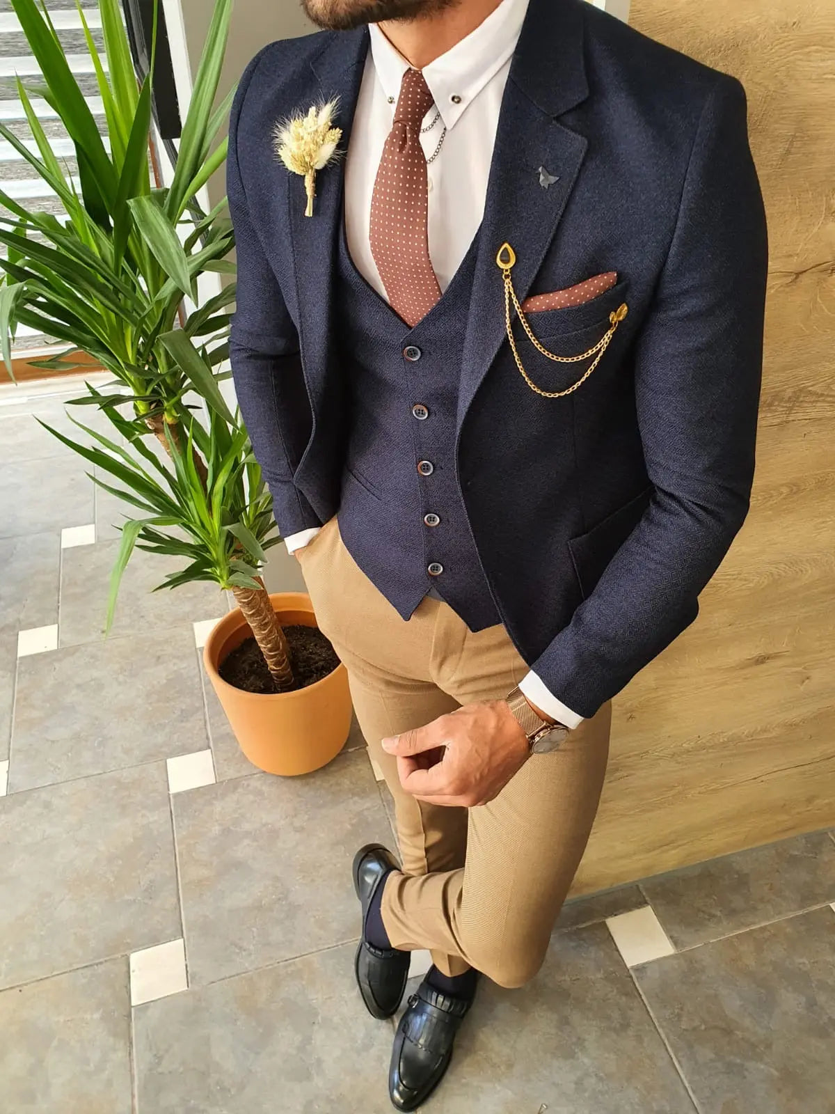Torino Navy Blue Slim Fit Suit - Elegance Redefined BOJONI