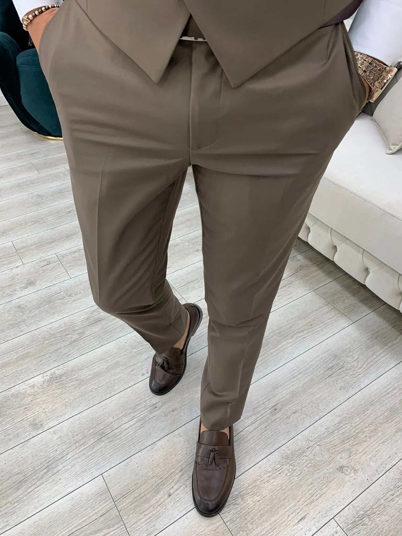 Lance Coffee Slim Fit Three-Piece Suit BOJONI