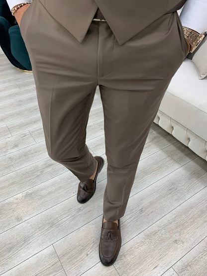 Lance Coffee Slim Fit Three-Piece Suit BOJONI