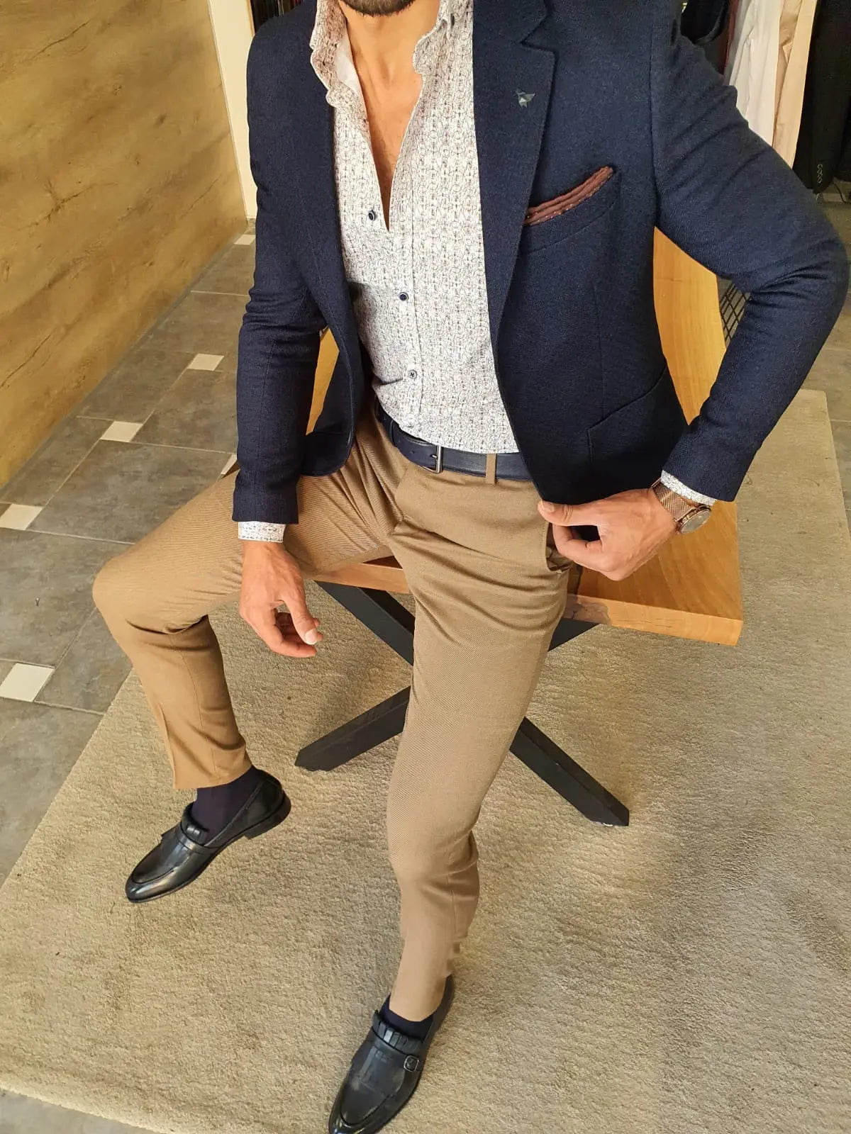Torino Navy Blue Slim Fit Blazer: The Ultimate Versatile Jacket - BRABION