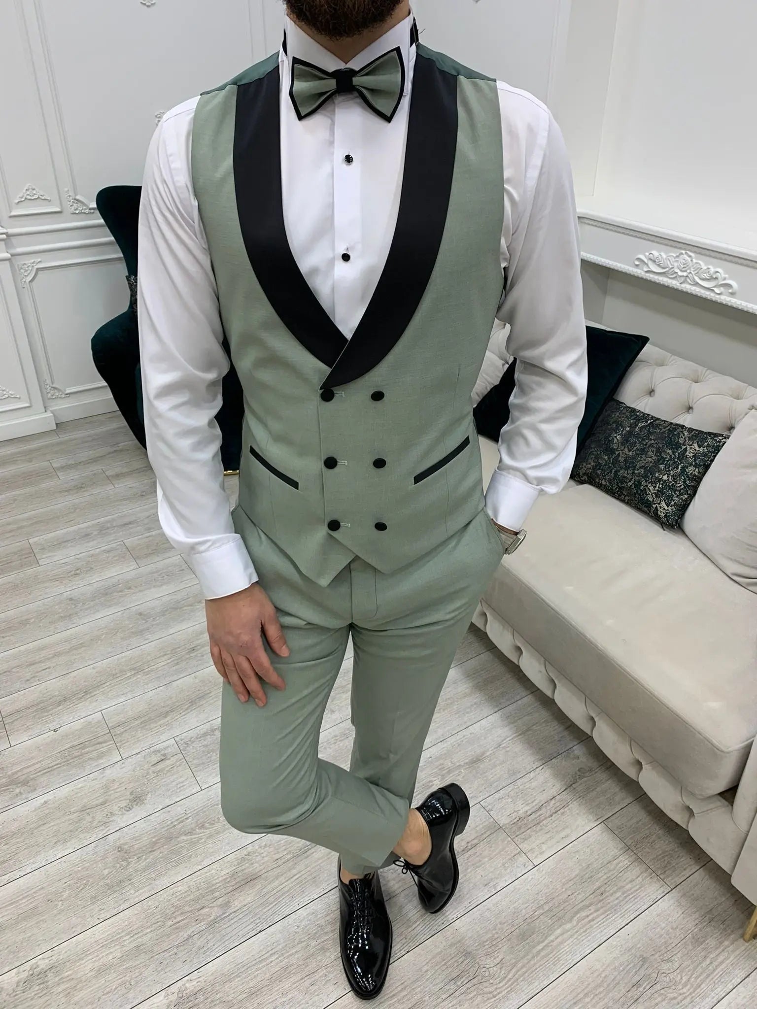 Perris Water Green Slim Fit Tuxedo - BRABION