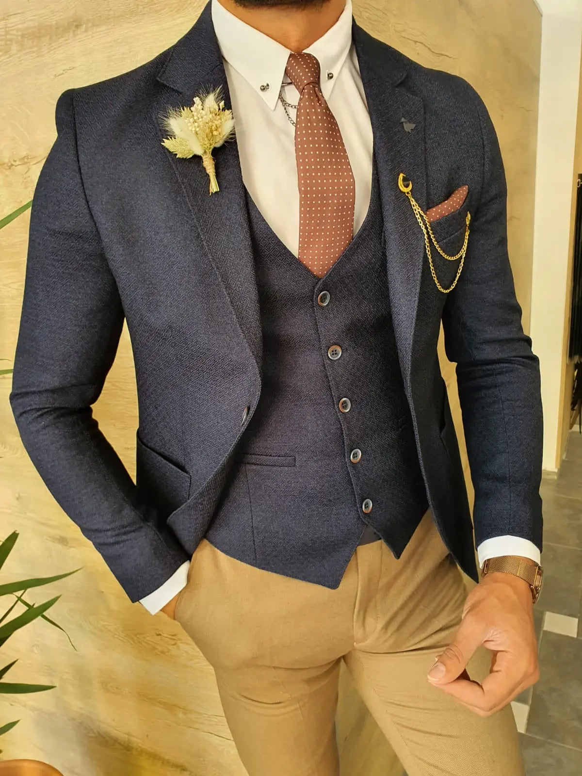 Torino Navy Blue Slim Fit Suit - Elegance Redefined BOJONI