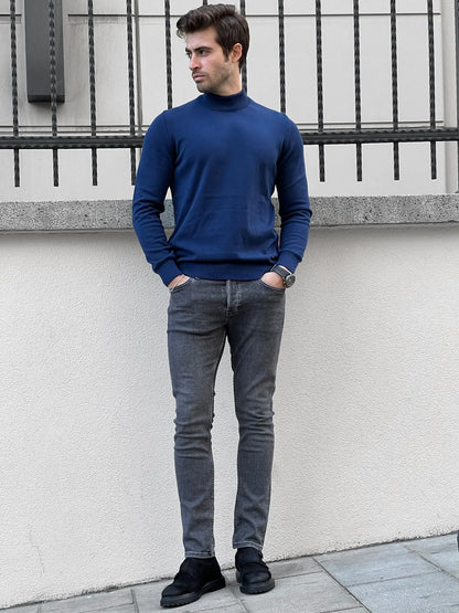 Stefano Slim Fit Sax Turtleneck Sweater - BRABION