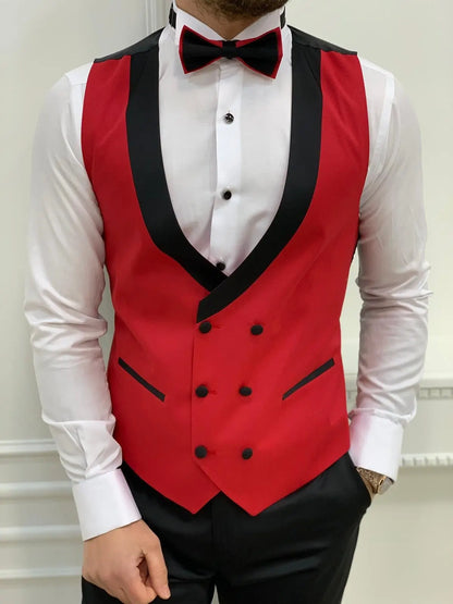 Napoli Red Slim Fit Shawl Lapel Tuxedo - BRABION