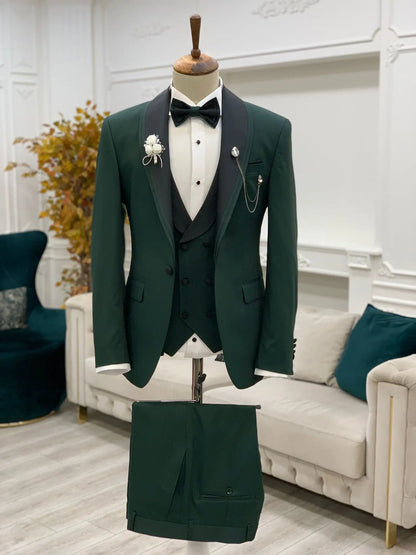 Caesar Green Slim Fit Shawl Lapel Tuxedo - BRABION