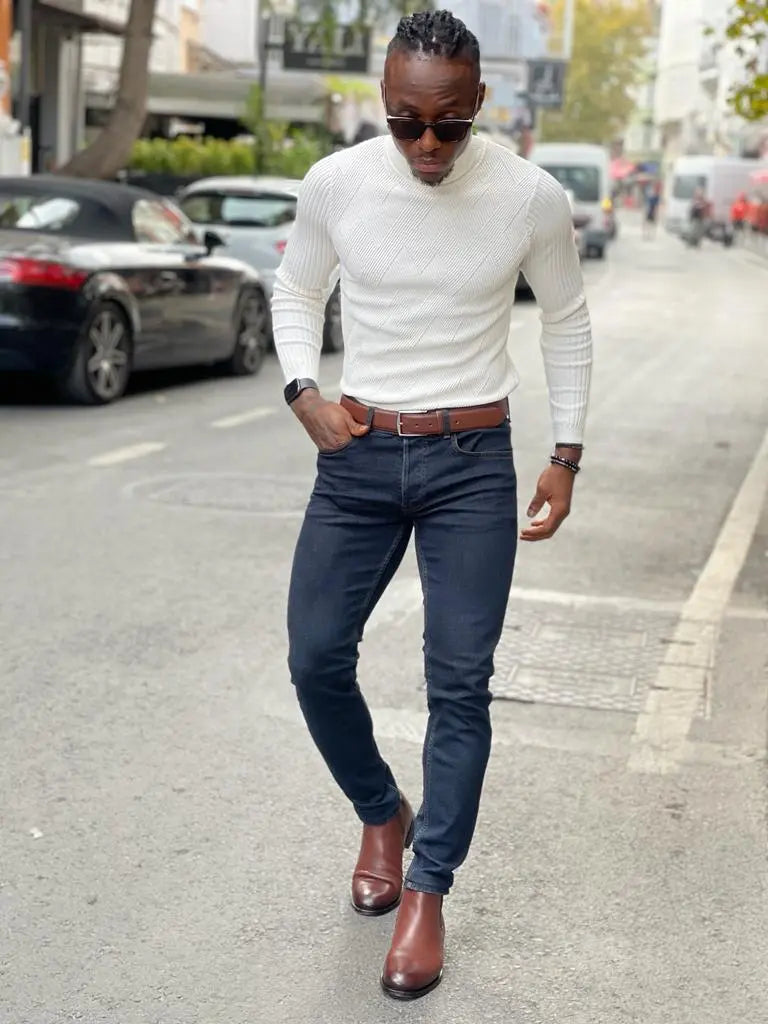 Vince White Slim Fit Turtleneck Sweater - BRABION