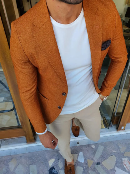 Stefano Camel Slim Fit Blazer - The Epitome of Sophistication - BRABION