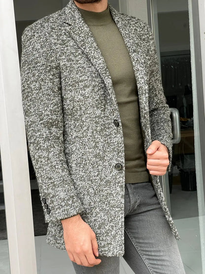 Melbourne Green Slim Fit Wool Long Coat: Sophisticated Style for Every Occasion - BRABION