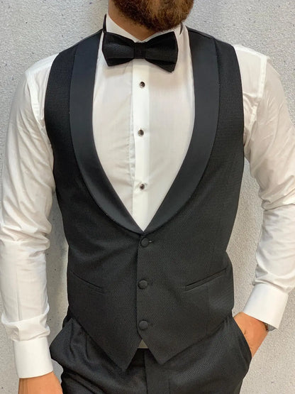 Bond Black Slim Fit Tuxedo - Timeless Elegance for Formal Occasions - BRABION