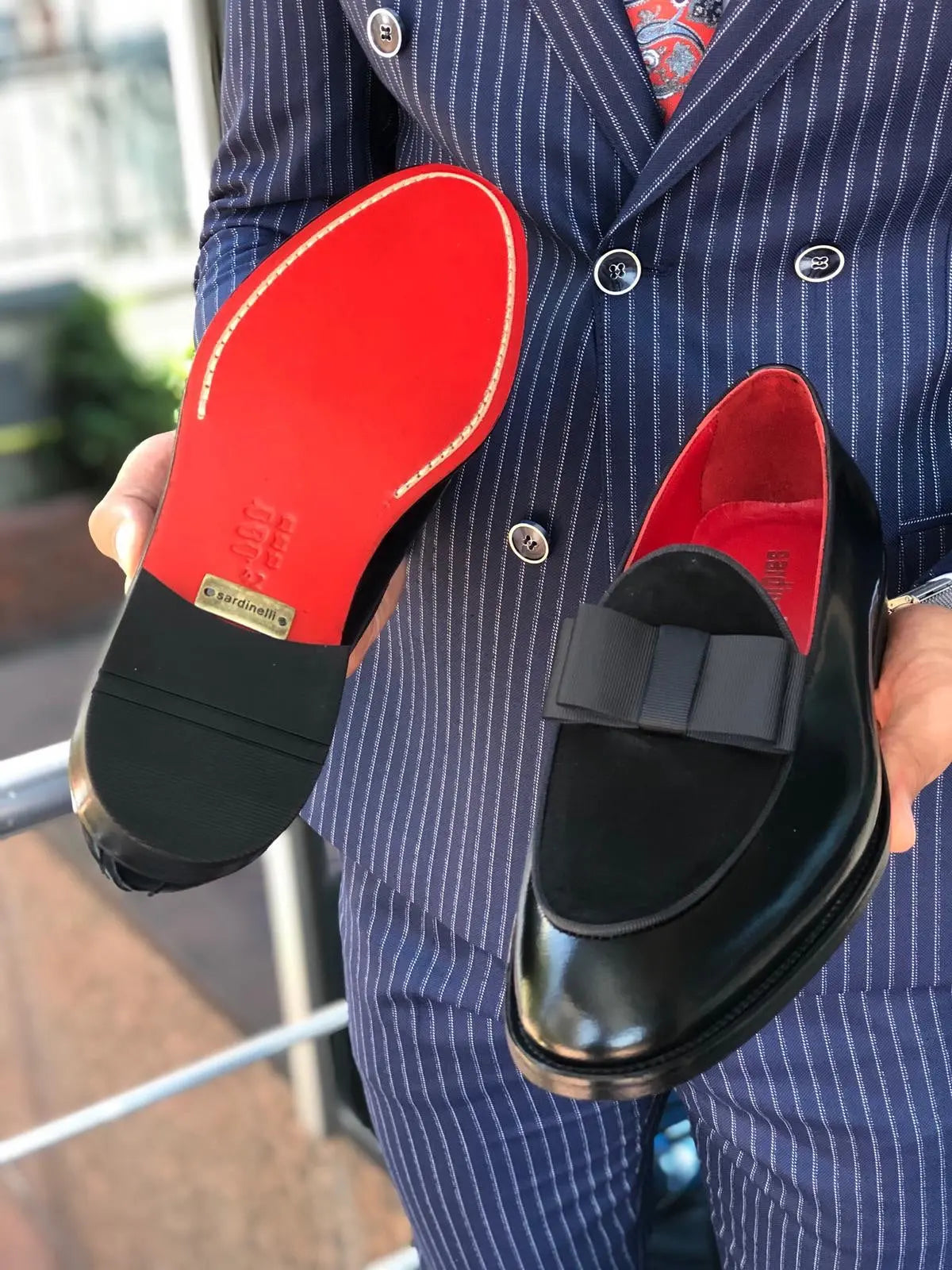 Polished Leather Sardinelli Loafers with Silk Bow - BRABION