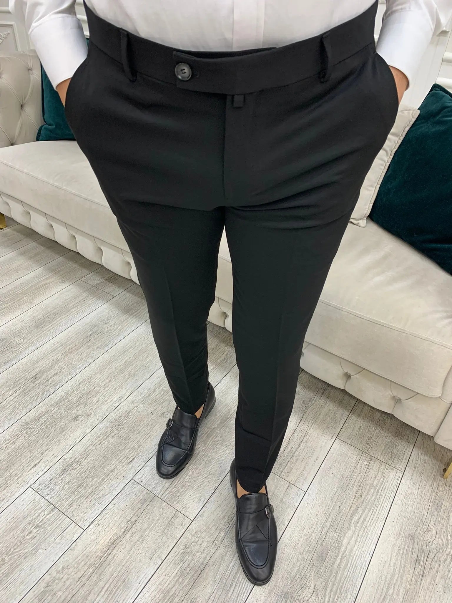 Black Italian Style Slim Fit Trousers for Every Occasion - BRABION
