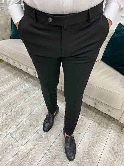 Black Italian Style Slim Fit Trousers for Every Occasion - BRABION