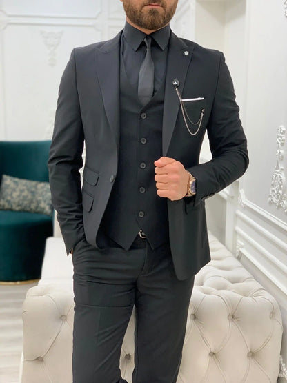 Lance Black Slim Fit Suit - Versatile Three-Piece Ensemble for Any Occasion BOJONI
