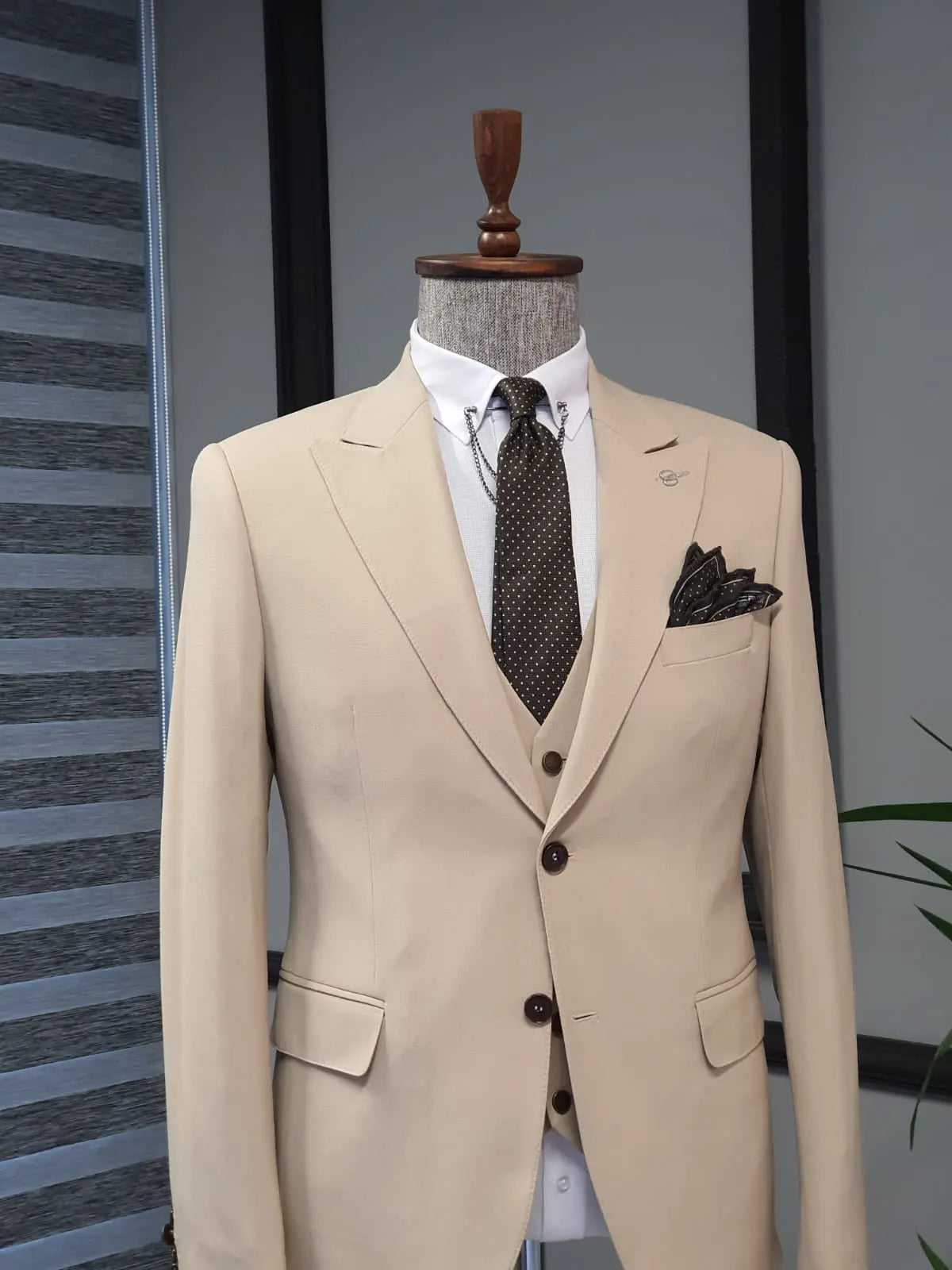 Bristol Beige Slim Fit Cotton Suit - Versatile Elegance for Every Occasion brabion